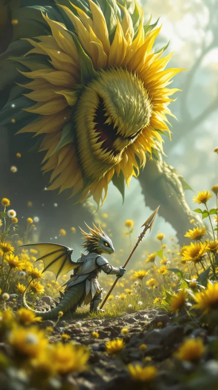 A Pocket-sized Dragon Knight Wearing A Suit Of Silver Leaves...