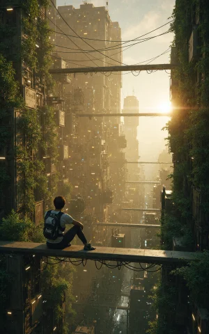 A Futuristic Eco-city Covered In Massive Vertical Gardens,wh... — Stable Diffusion AI Prompt: A futuristic eco-city covered in massive vertical gardens,where skyscrapers inte...