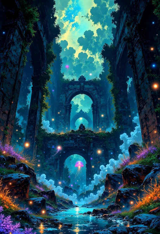 The Sunken Palace Underwater Ruins Bioluminescent Coral Un...