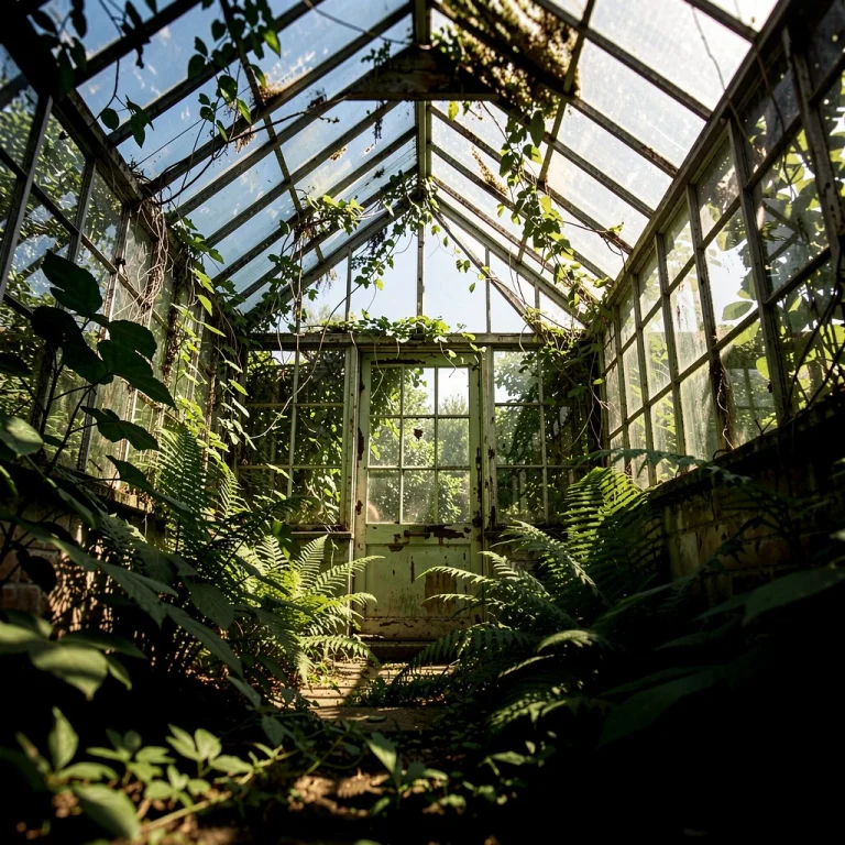 An Overgrown Greenhouse Slowly Returning To Nature, Dramatic...