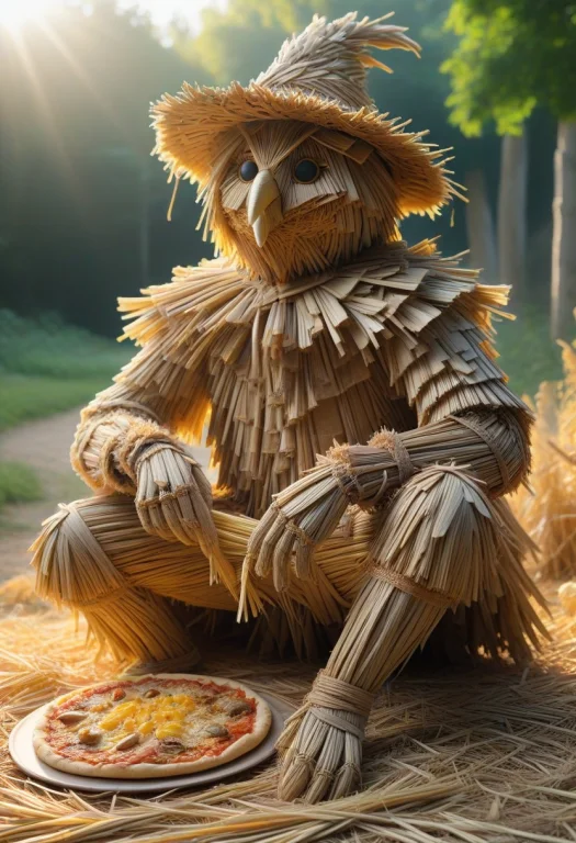 A Beggar Made Of Straw In A Rustic Scarecrow Costume, Meticu...