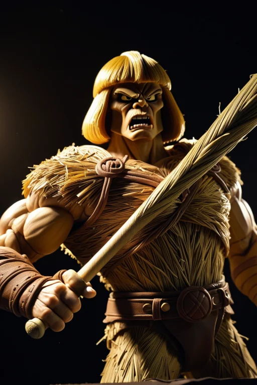 A Very Angry He-man Holding A Baseball Bat With An Angry Exp...