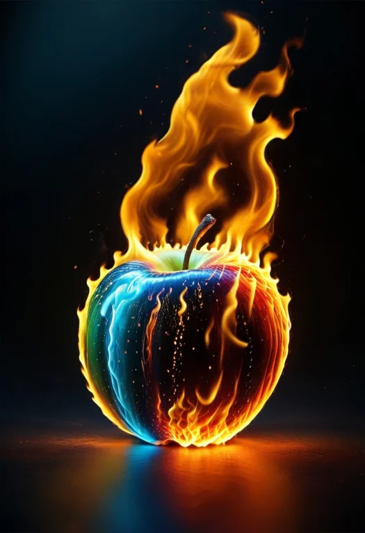 Apple, Flame Apple, Apple Made Of Flames And Fire, Colorful,...