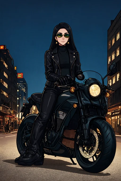 Anjali, Anime Girl, Sitting On Superbike, Motorcycle, Confid...