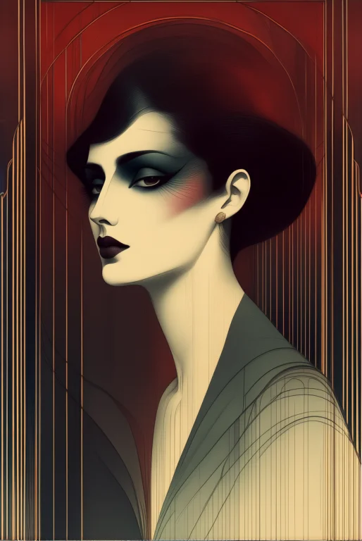 A Color Art Deco Drawing. Stylized Portrait. Evil Has A New...