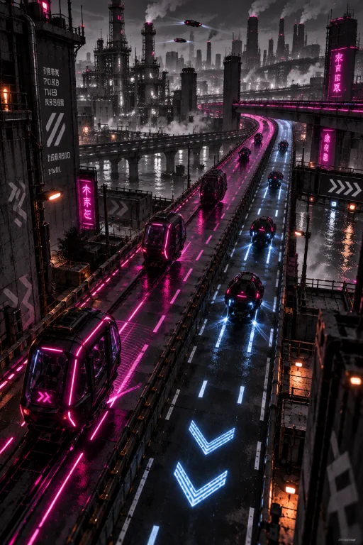 Z1os. A Cyberpunk Highway Scene Dominated By Augmented Reali...