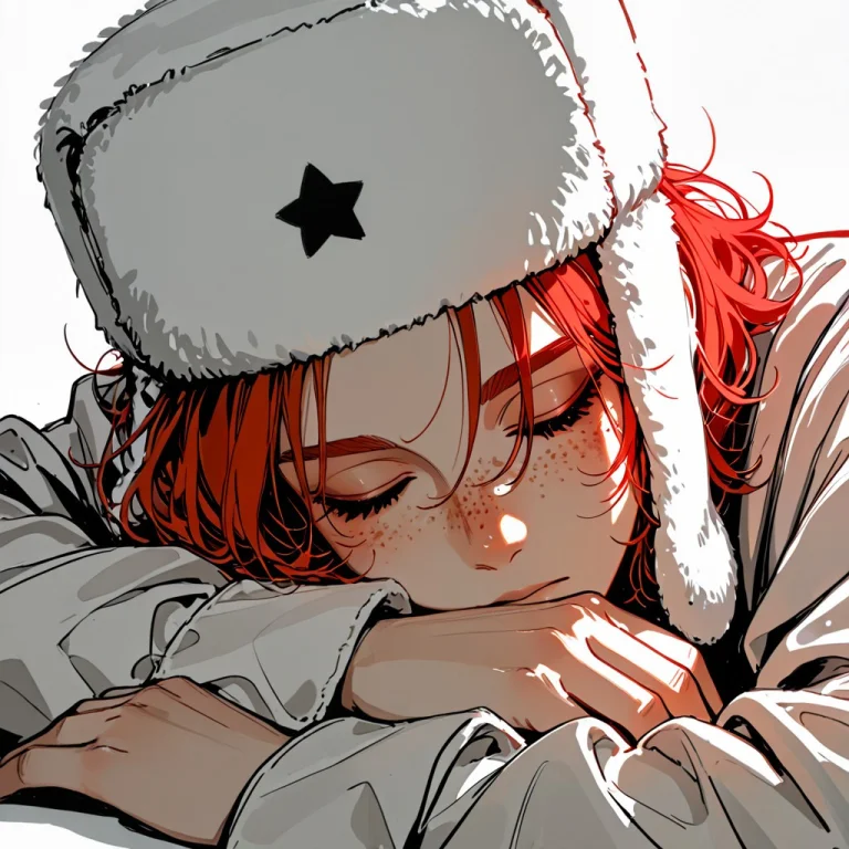 Red Hair, Medium Hair, Freckles White Russian Ushanka, White...