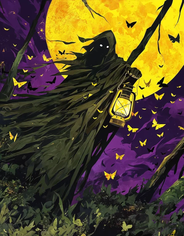 A Half Body Portrait Of A Mysterious Moth Man Cultist Emergi...