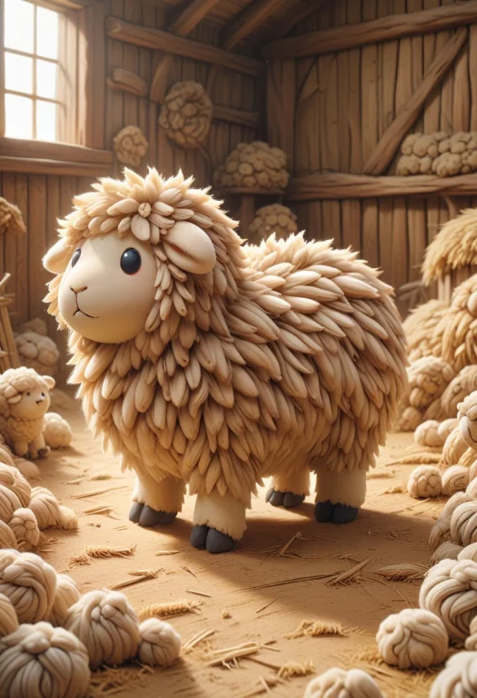 A Cute Chubby Sheep, Barn, Rustic,