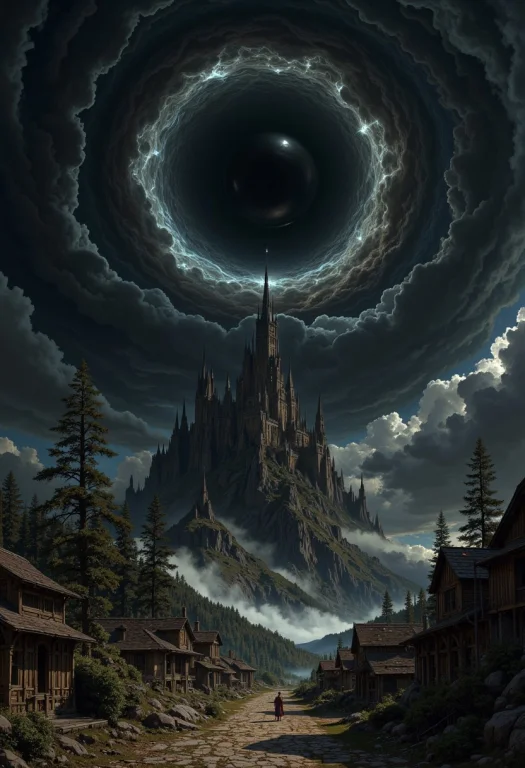 A Dark, Surreal Landscape. The Layout Features A Central Foc...