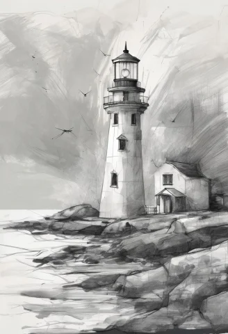 Artstrtngpt, Abstract Sketch Of A Lighthouse On A Tiny Islan... — SDXL AI Prompt: artstrtngpt, abstract sketch of a lighthouse on a tiny island