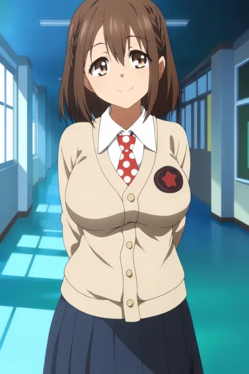 Indoor, School Hallway, Facing Viewer, Smile, Hands Behind B...
