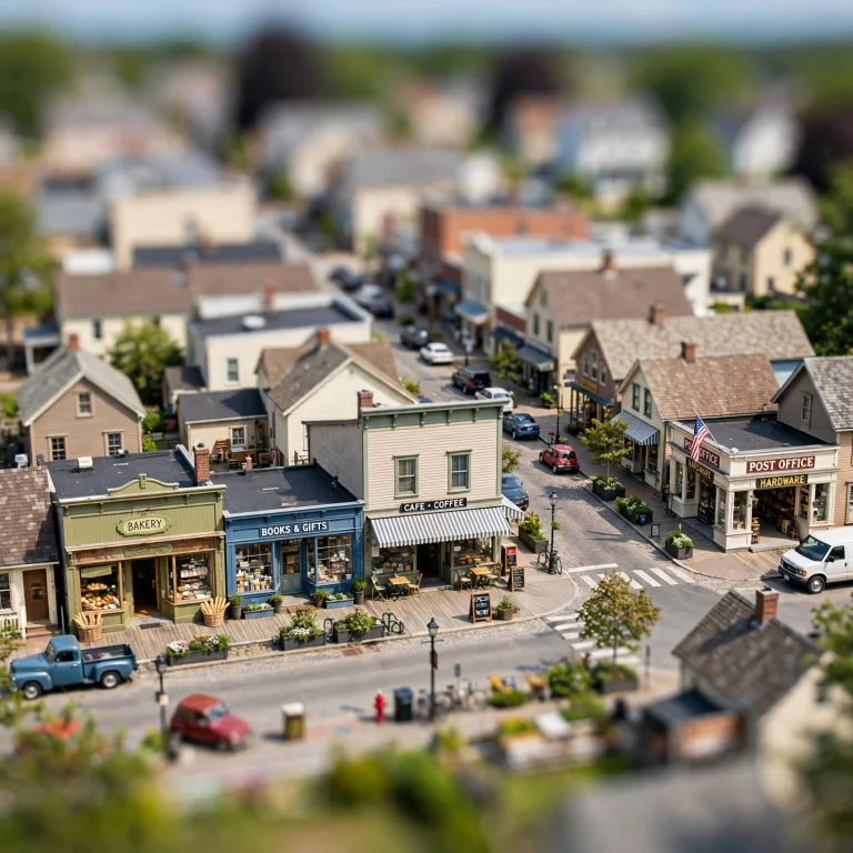 Tilt Shift Photo Of Small Town Street.