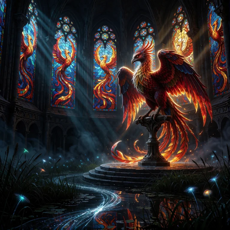 A Beautiful Phoenix Perched On An Ornate Bird Perch Inside A...
