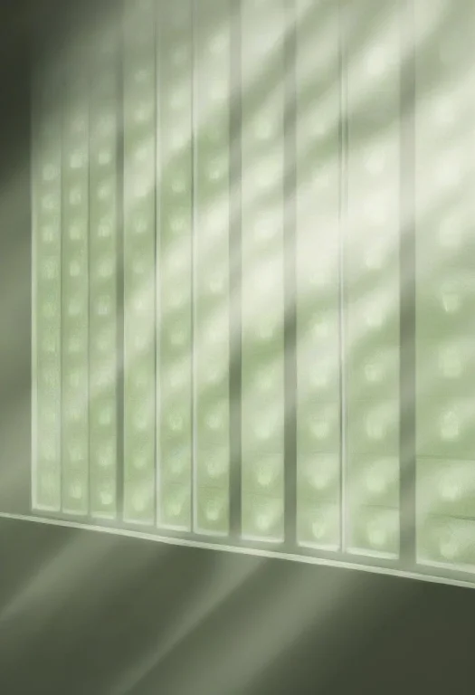 A Row Of Colored Glass Bottles On A Windowsill, Volumetric G...