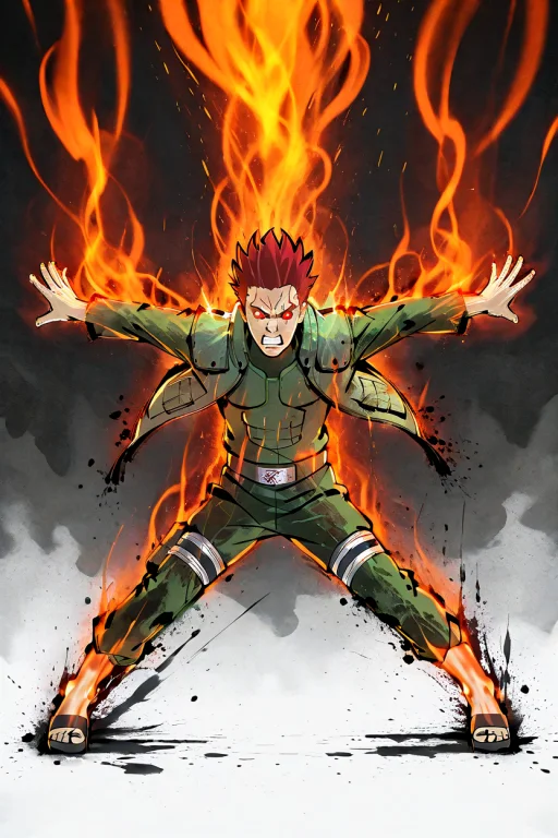 Inksplash,splatter Ink,1boy,solo,male Focus,red Hair,sandals...