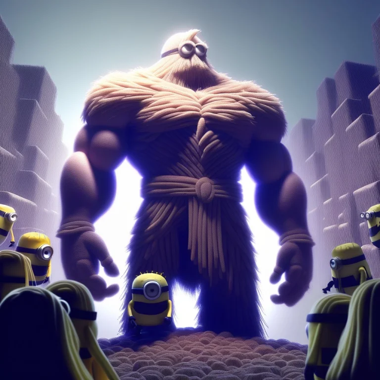A Muscular Straw God Floating In An Authorized Stance Lookin...