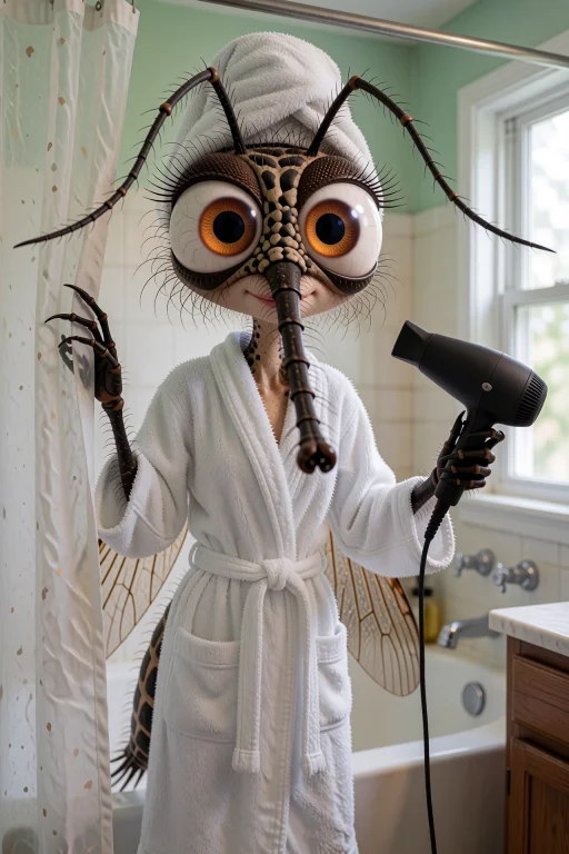 Annalora Emerging Dramatically From Behind A Shower Curtain...
