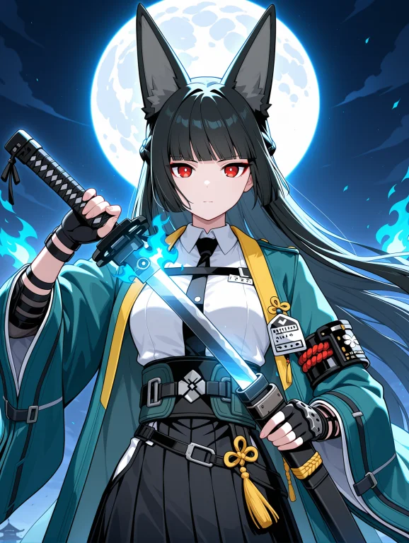 1girl, Hoshimi Miyabi, Animal Ears, Black Hair, Black Skirt,...