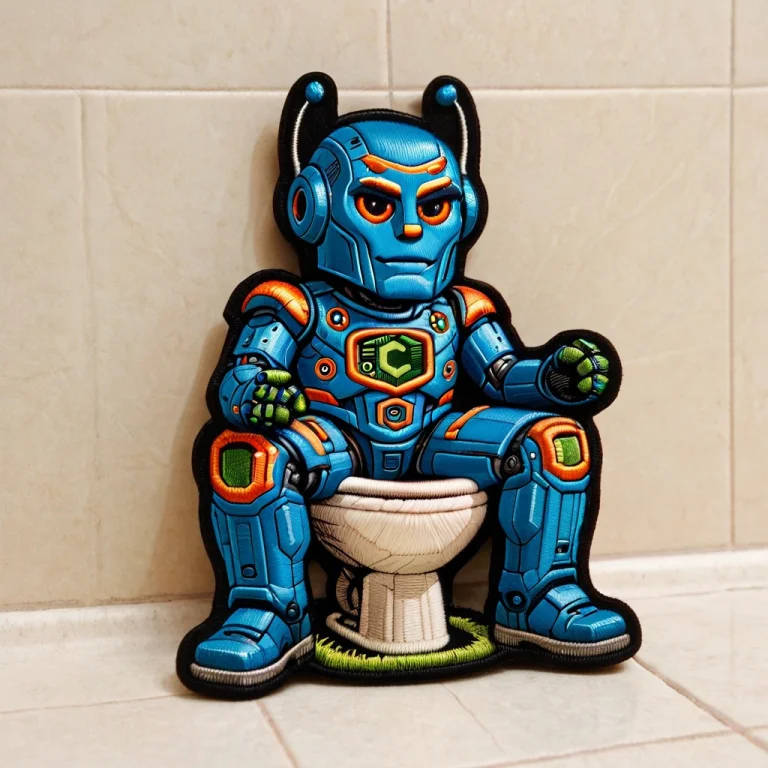 Ral-embroideredpatch Of Civbot Sitting On A Toilet, Put Your...