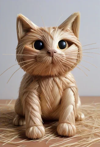 Straw Cat Prompt — SDXL AI Prompt: cat made of straw straw thread made out of straw straw