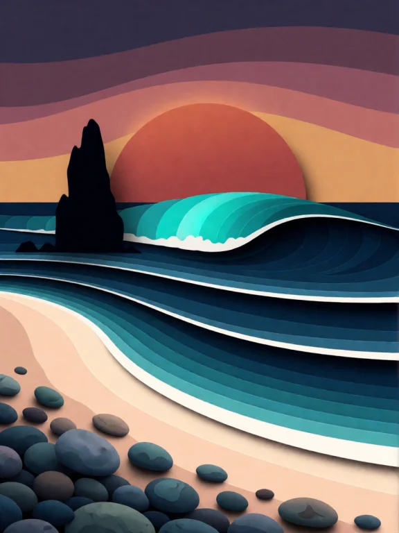 A Sophisticated Vector Art Piece Featuring A Vertical, Layer...