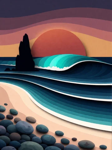 A Sophisticated Vector Art Piece Featuring A Vertical, Layer... — Stable Diffusion AI Prompt: A sophisticated vector art piece featuring a vertical, layered papercut aestheti...