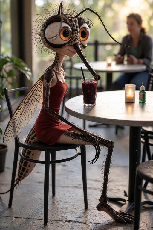 Annalora Sitting At An Outdoor Cafe On A Warm Summer Evening...