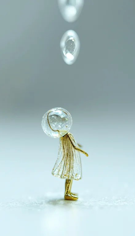 Tinydaal, Tiny Translucent Humanoid, Resin Body, Gold Wire L...
