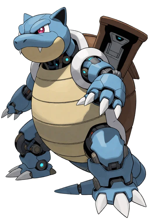 A Full Body Solo Image Of Blastoise From Pokemon. Detailed B...