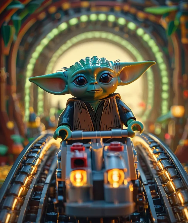 1baby Yoda Riding Plastic Lego Style Riding Colourful Roller...