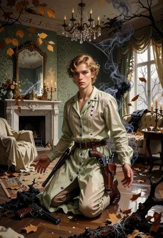Stable Diffusion Artist Pose — Stable Diffusion AI Prompt: A painterly photorealistic illustration rendered in luminous oil-like brushwork...