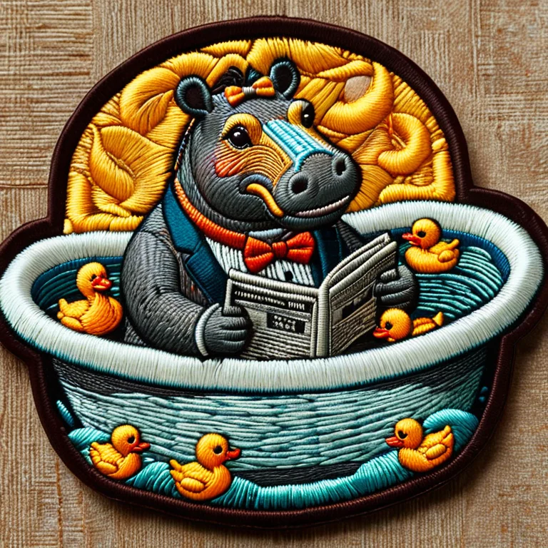 Ral-embroideredpatch, A Hippopotamus In A Bow Tie Sitting In...
