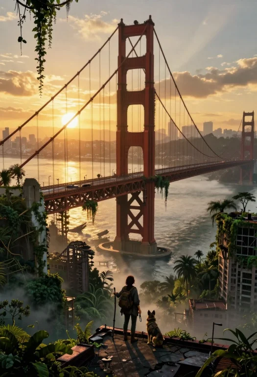 Epic Post Apocalyptic Sunrise Over San Francisco, The Golden...