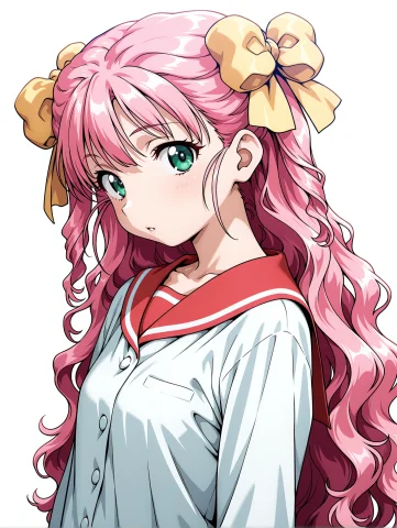 Masterpiece,best Quality,newest, Solo,1girl, Loraosawahinako... — SDXL AI Prompt: masterpiece,best quality,newest, solo,1girl, ,o_hinako,two side up,yellow bow,ha...