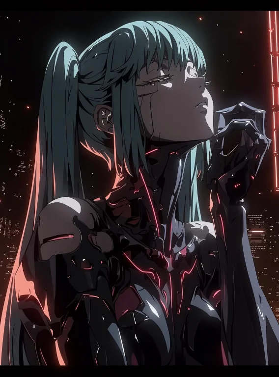Miku Vocaloid, Blue Hair, Fantasy Background, Cyberpunk, Lig...
