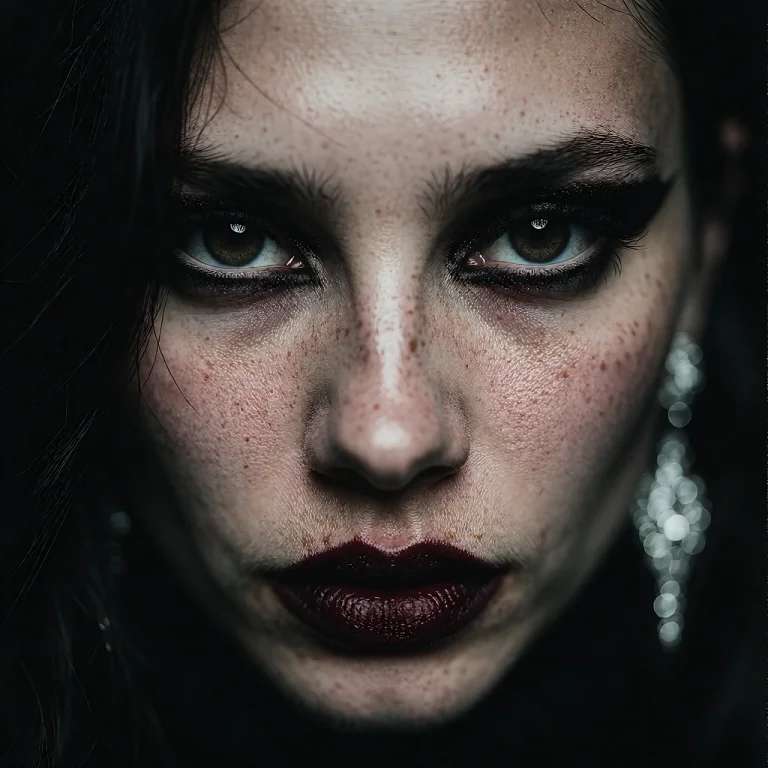 Extreme Close-up Portrait Of A Woman With Long Raven-black H...