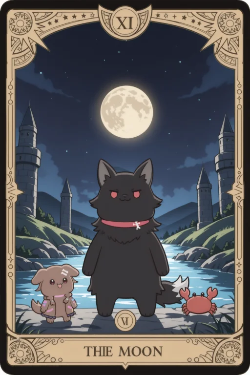 Tarot Card,the Moon,kedama Korone,inugami Korone Dog,dog,flu...