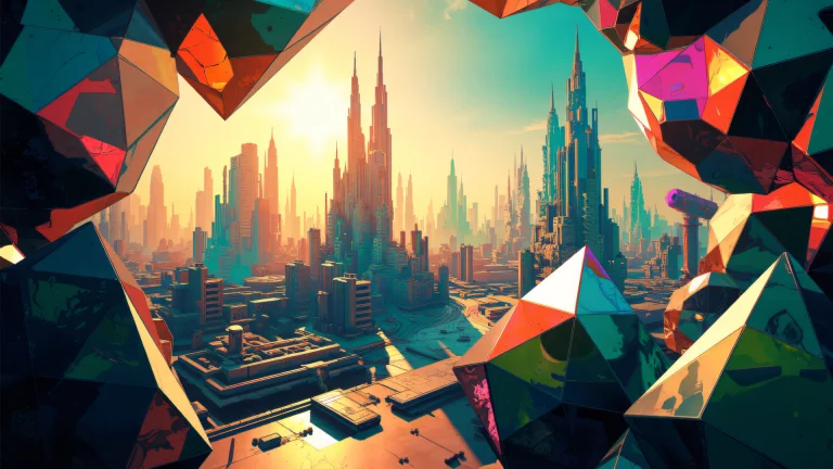 The Impossible Metropolis Is Viewed From A Sharp Oblique Ang...