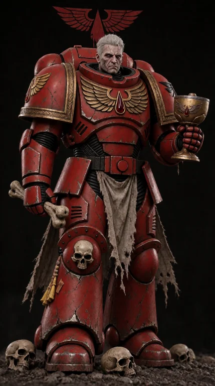 Digital Artwork Of A Grim Armored Blo0da40k Warrior With Pal...