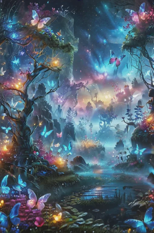 Ultra Realistic Highly Very Detailed Fantasy Meadow, Trees,...