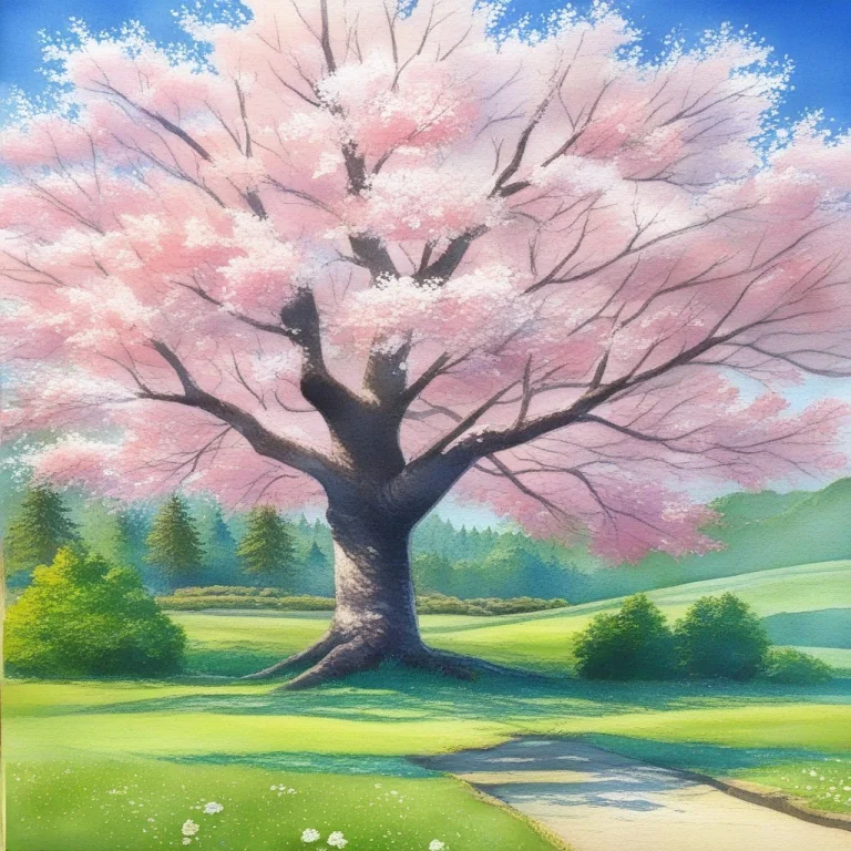 A Stag Whose Antlers Branch Into Blossoming Trees, Watercolo...