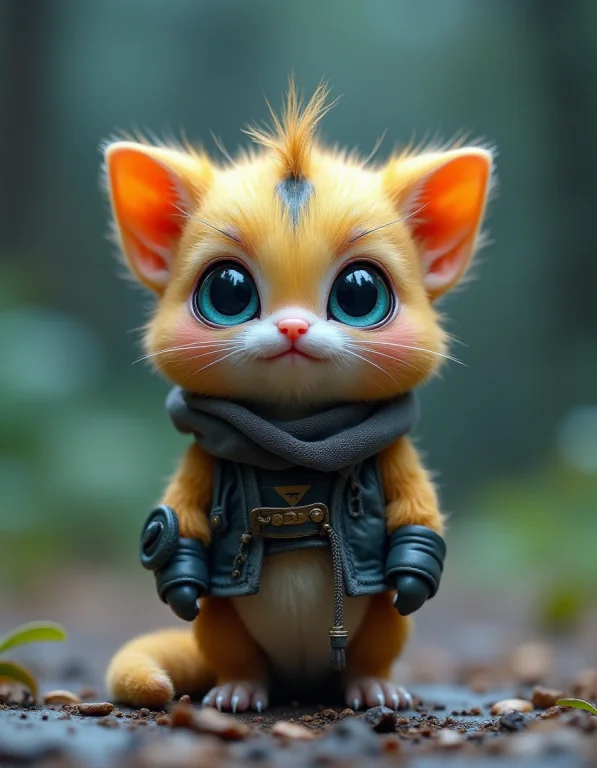 Cute Little Creature, Cyberpunk, Playfull, Happy, Cuteness O...