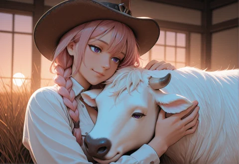 Loracivchan1 Civchan, Digital Art, Cowgirl With Braided Hair... — Stable Diffusion AI Prompt: Civchan, digital art, cowgirl with braided hair and wearing a cowboy hat, petti...