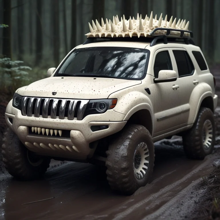Photorealistic Off-road Suv Parked On A Muddy Forest Trail,...