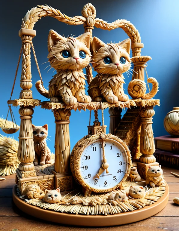 Cartoon Kittens Sitting On The Scales Of Justice Entirely Ma...
