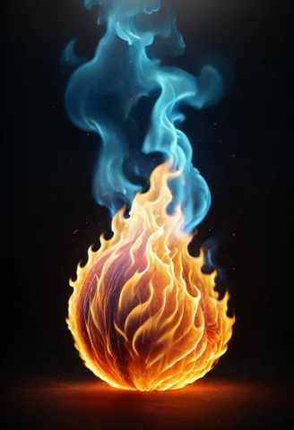 Flame Peach Illustration — SDXL AI Prompt: peach, , flame peach, peach made of flames and fire, colorful, , shiny, glowing,...