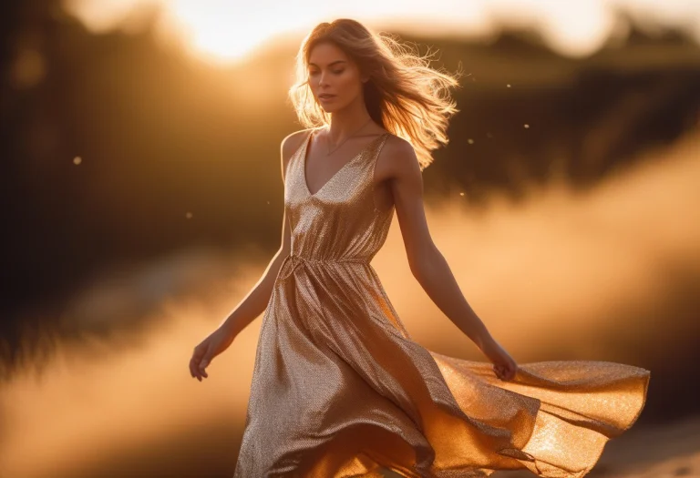 A Summer Dress Caught Mid-spin In Golden Light, Telephoto Co...