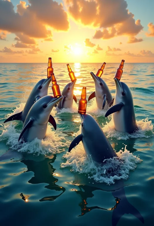 Imagine A Playful Group Of Dolphins In The Middle Of The Oce...