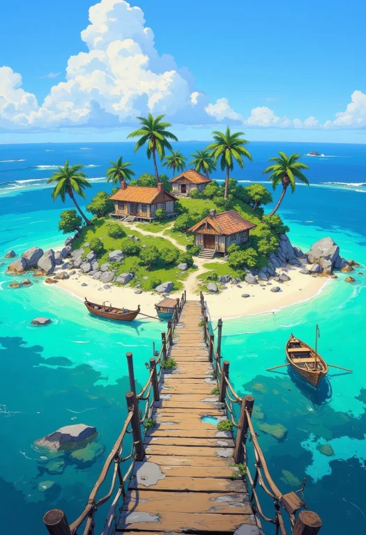 Create A Picture Of A Beautiful Paradise Island Surrounded B...